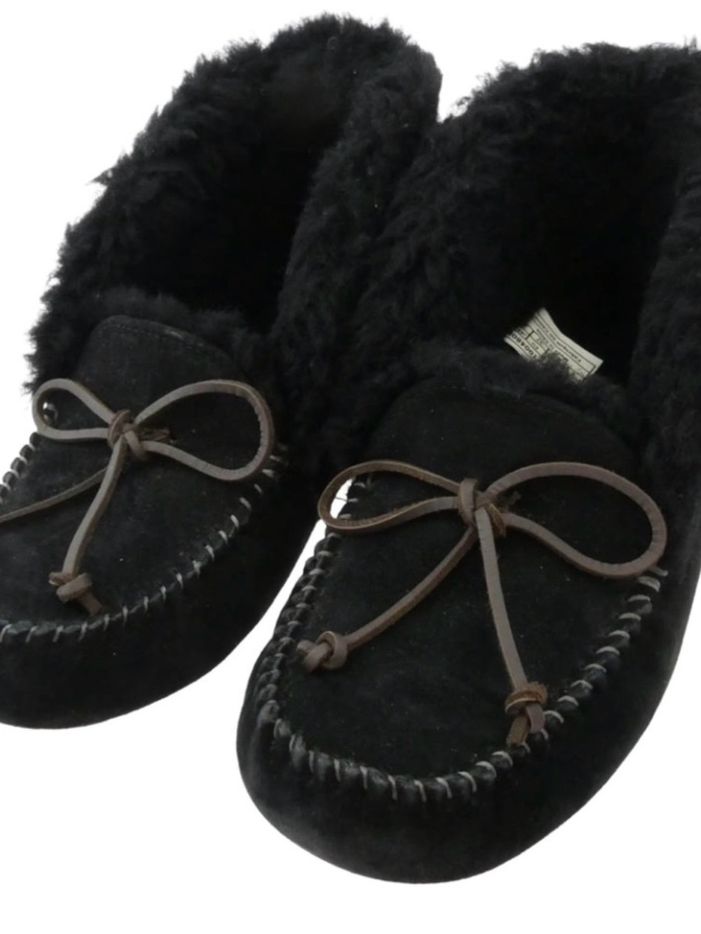Ugg Alena Black Faux Fur Lined Moccasin Slippers size 9